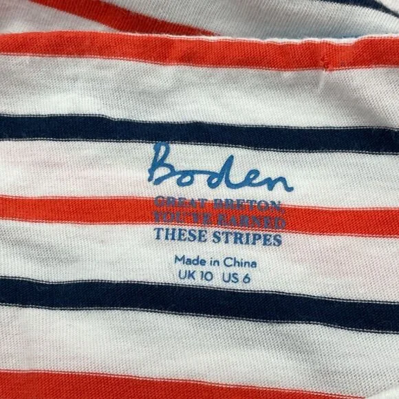 Boden Great Breton You've Earned These Stripes Long Sleeve Scoop Neck Tee 6 - Picture 5 of 8